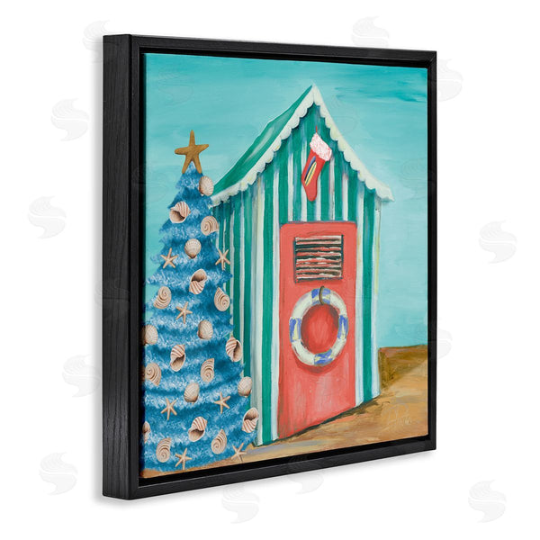 Stupell Industries Patricia Pinto | Nautical Shell Blue Christmas Tree Striped Beach Tent Wall Art
