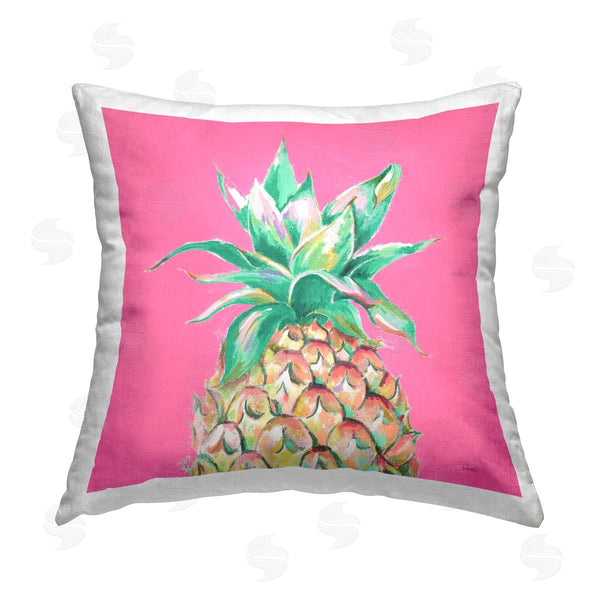 stupell industries Patricia Pinto | Pineapple on Pink Printed Throw Pillow