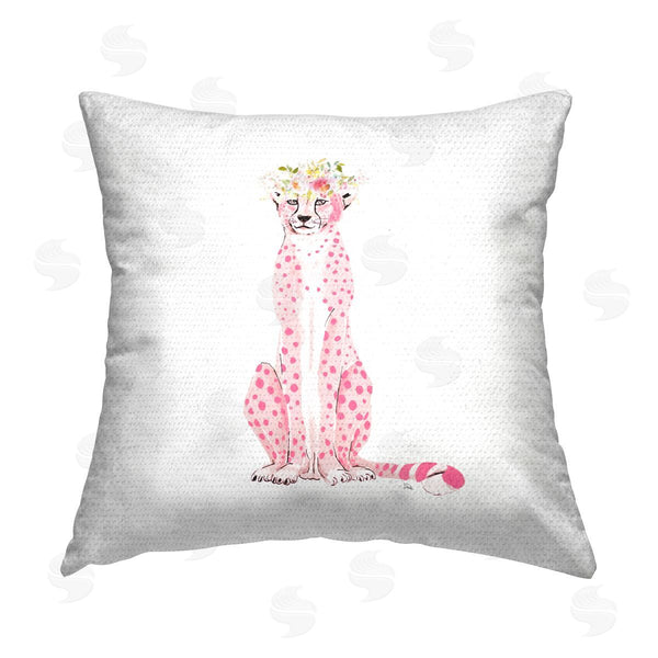 Stupell Industries Patricia Pinto | Pink Cheetah Floral Crown Printed Throw Pillow