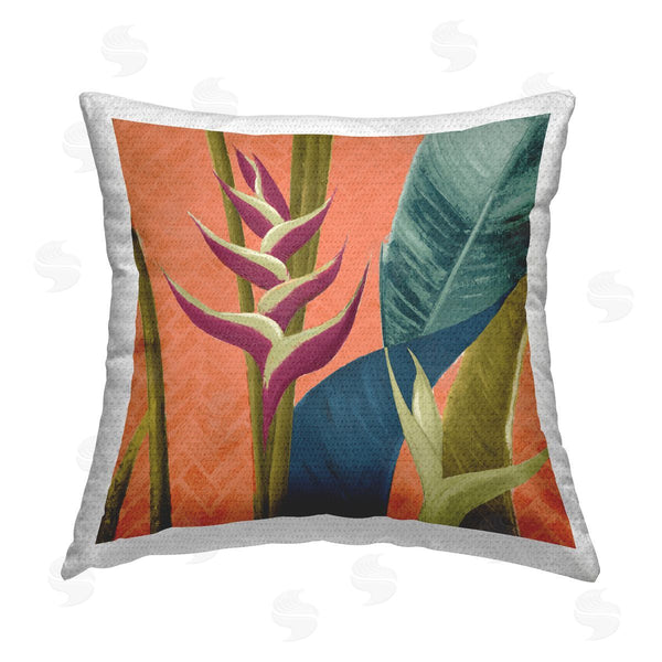 Stupell Industries Patricia Pinto | Plant Leaves On Orange Printed Throw Pillow