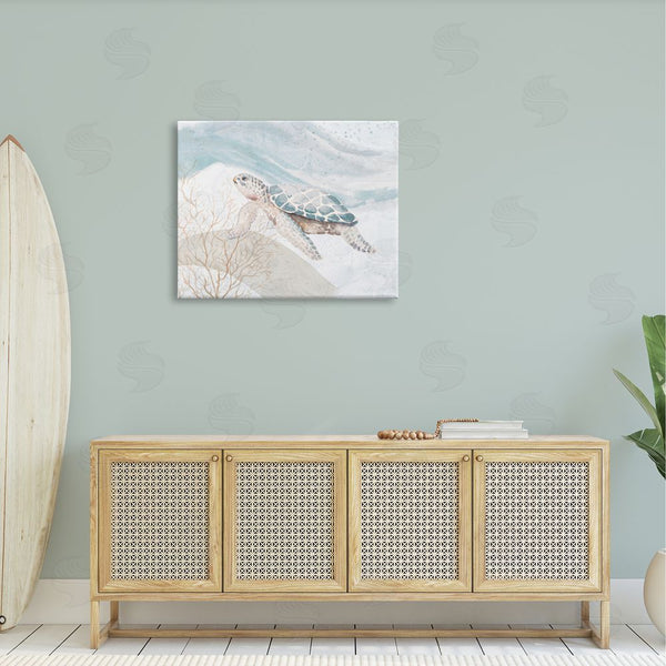 Stupell Industries Patricia Pinto | Pleasant Sea Turtle Drifting Ocean Bubble Waves Wall Art
