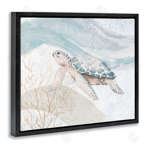 Stupell Industries Patricia Pinto | Pleasant Sea Turtle Drifting Ocean Bubble Waves Wall Art