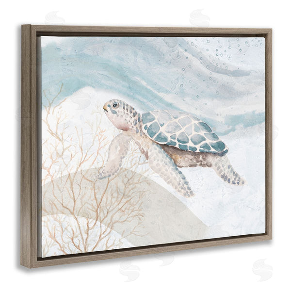 Stupell Industries Patricia Pinto | Pleasant Sea Turtle Drifting Ocean Bubble Waves Wall Art