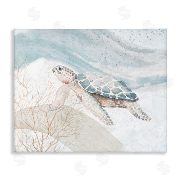 stupell industries Patricia Pinto | Pleasant Sea Turtle Drifting Ocean Bubble Waves Wall Art