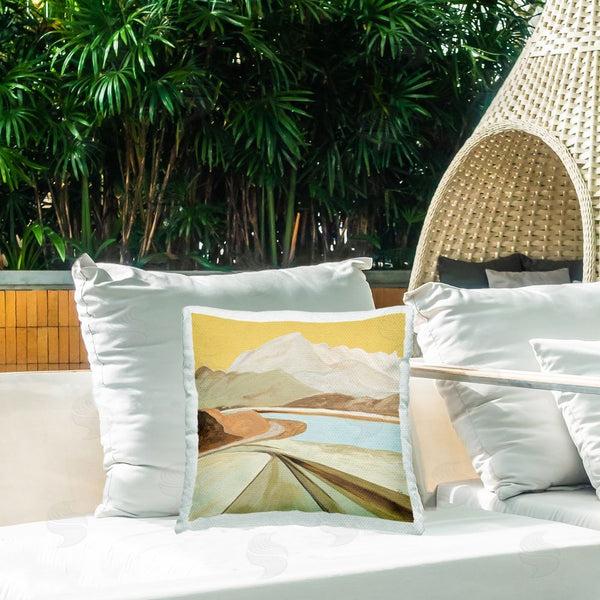 Stupell Industries Patricia Pinto | Return Warm Mountain View Throw Pillow