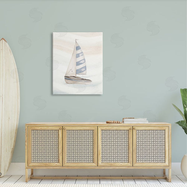 Stupell Industries Patricia Pinto | Sailing Calm Ocean Waves Lone Boat Drifting Wall Art