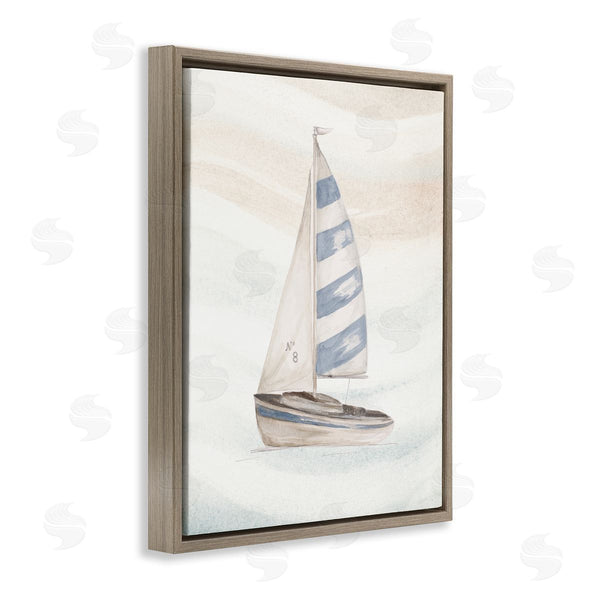 Stupell Industries Patricia Pinto | Sailing Calm Ocean Waves Lone Boat Drifting Wall Art