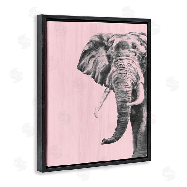 Stupell Industries Patricia Pinto | Simple Elephant Large Tusked Safari Animal Rustic Pink Wall Art