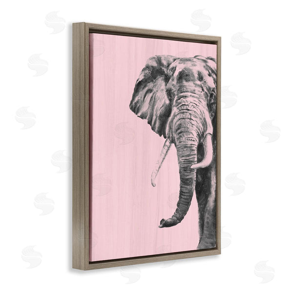 Stupell Industries Patricia Pinto | Simple Elephant Large Tusked Safari Animal Rustic Pink Wall Art