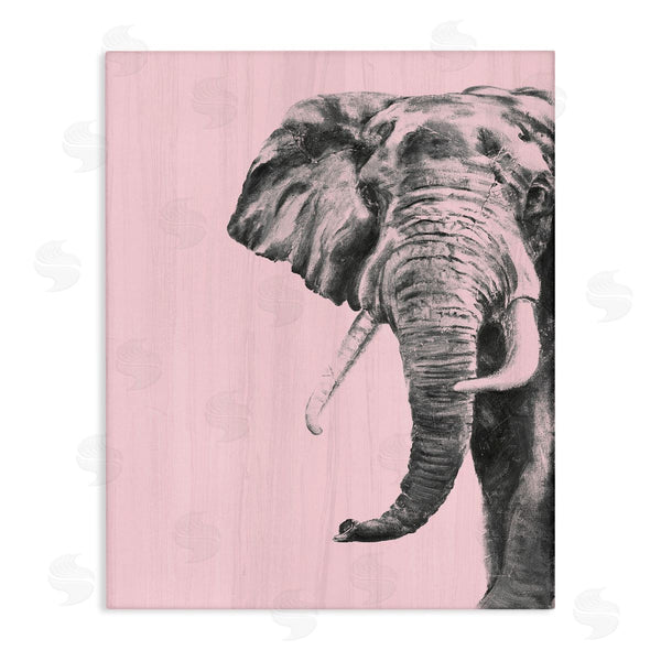 stupell industries Patricia Pinto | Simple Elephant Large Tusked Safari Animal Rustic Pink Wall Art