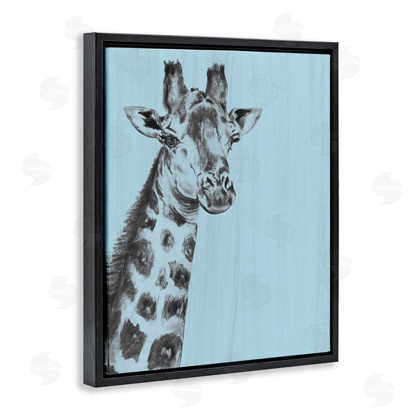 Stupell Industries Patricia Pinto | Simple Giraffe Portrait Rustic Blue Patterned Safari Animal Wall Art