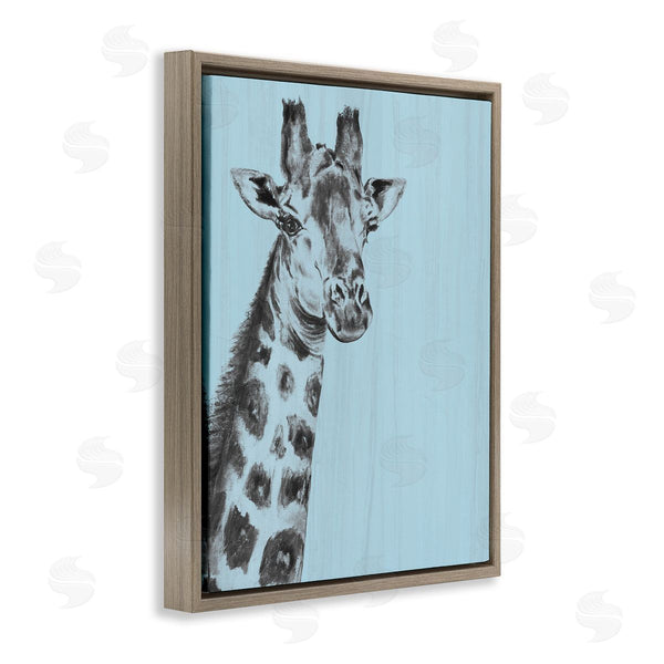 Stupell Industries Patricia Pinto | Simple Giraffe Portrait Rustic Blue Patterned Safari Animal Wall Art