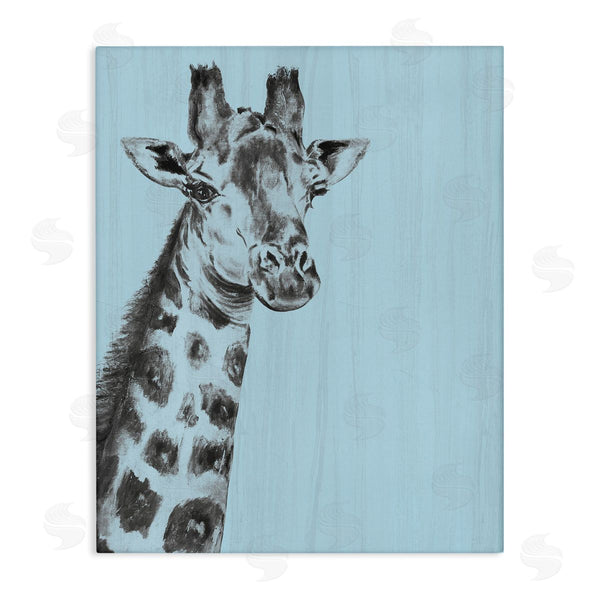 stupell industries Patricia Pinto | Simple Giraffe Portrait Rustic Blue Patterned Safari Animal Wall Art