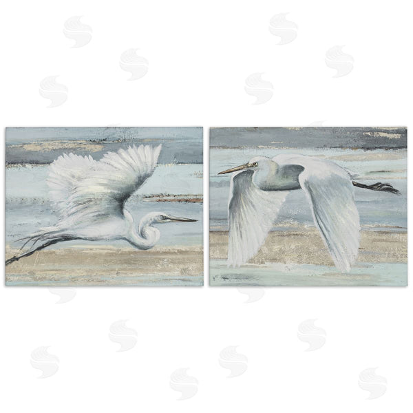 stupell industries Patricia Pinto | Soaring Egrets over Shore