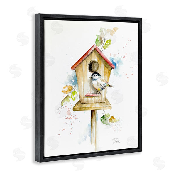 Stupell Industries Patricia Pinto | Spring Garden Bird House Backyard Robin Illustration Wall Art