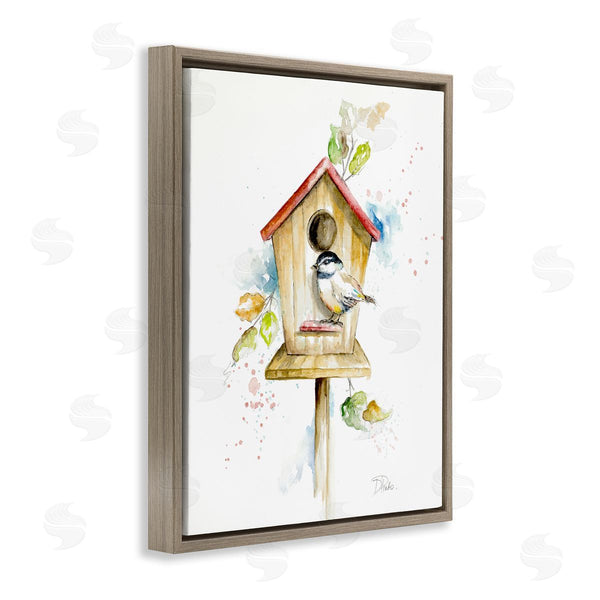 Stupell Industries Patricia Pinto | Spring Garden Bird House Backyard Robin Illustration Wall Art