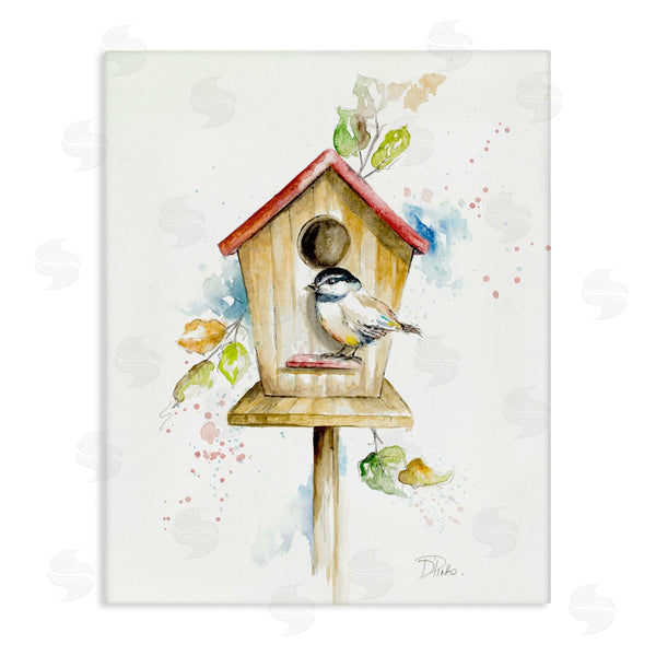 stupell industries Patricia Pinto | Spring Garden Bird House Backyard Robin Illustration Wall Art