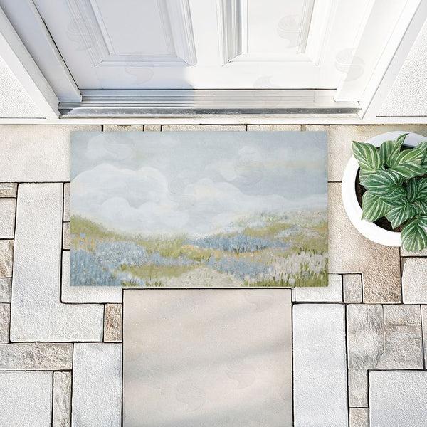 Stupell Industries Patricia Pinto | Subtle Blue Floral Meadow Non-Woven Door Mat