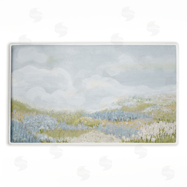 stupell industries Patricia Pinto | Subtle Blue Floral Meadow Plush Bath Mat