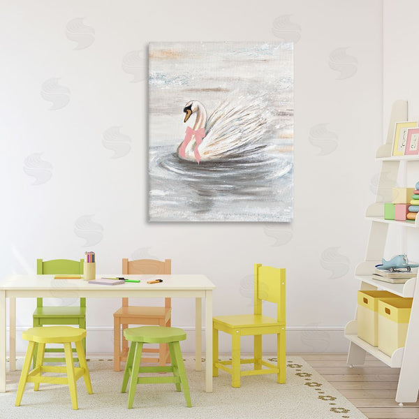 Stupell Industries Patricia Pinto | Swan With Pink Bow & Ripples Wall Art