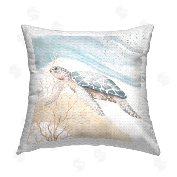 Stupell Industries Patricia Pinto | Swimming Aquatic Turtle Printed Throw Pillow