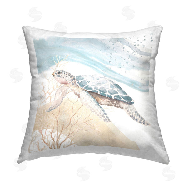 stupell industries Patricia Pinto | Swimming Aquatic Turtle Printed Throw Pillow