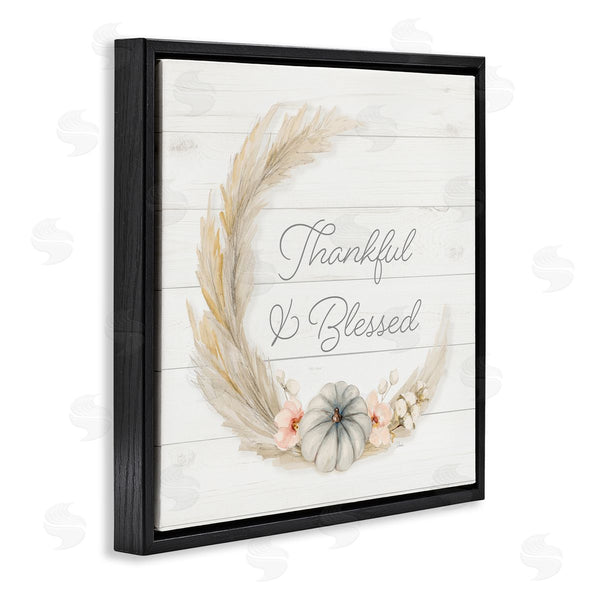 Stupell Industries Patricia Pinto | Thankful & Blessed Tender Autumnal Phrase Wreath Wall Art