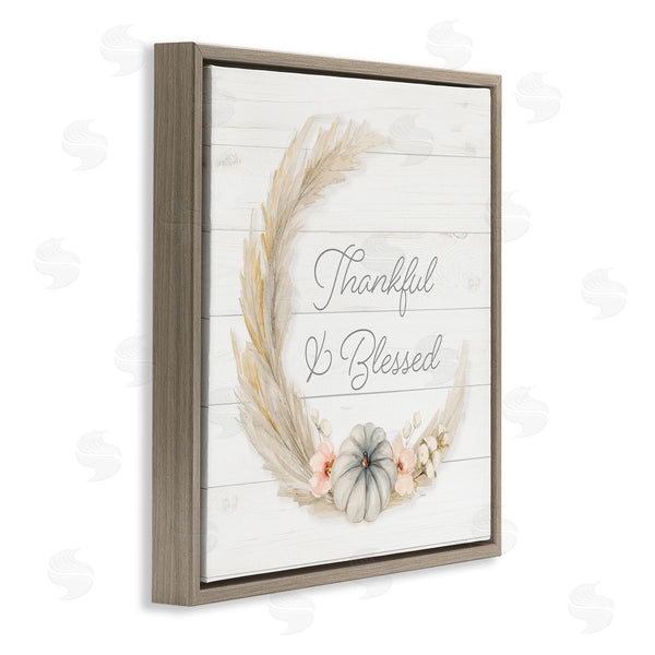 Stupell Industries Patricia Pinto | Thankful & Blessed Tender Autumnal Phrase Wreath Wall Art