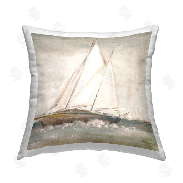 stupell industries Patricia Pinto | Traditional Sailboat Splash Printed Throw Pillow