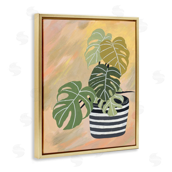Stupell Industries Patricia Pinto | Tropical Monstera Plant Unique Leaves Over Abstract