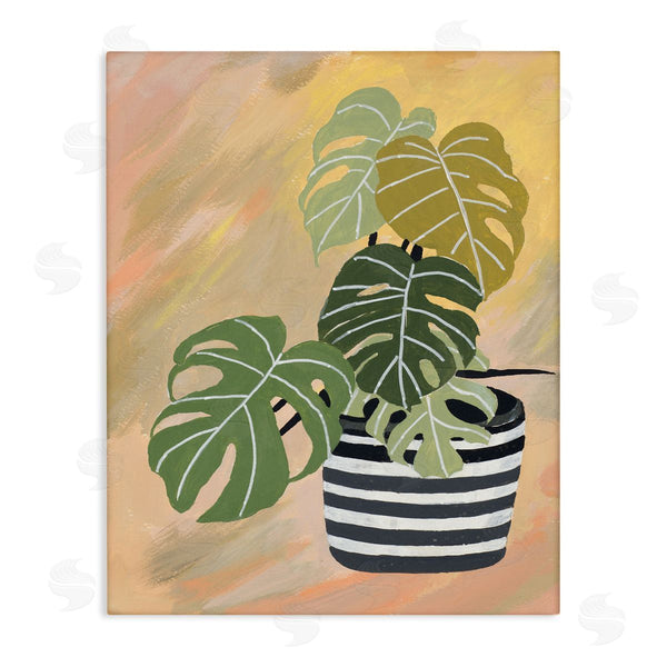 stupell industries Patricia Pinto | Tropical Monstera Plant Unique Leaves Over Abstract