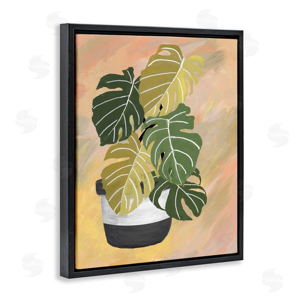 Stupell Industries Patricia Pinto | Unique Leaf Plant Tropical Monstera Over Abstract Wall Art