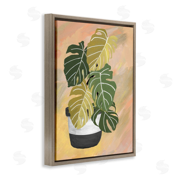 Stupell Industries Patricia Pinto | Unique Leaf Plant Tropical Monstera Over Abstract Wall Art