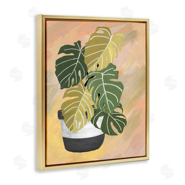 Stupell Industries Patricia Pinto | Unique Leaf Plant Tropical Monstera Over Abstract Wall Art