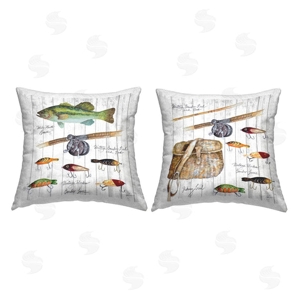 Stupell Industries Patricia Pinto | Vintage Fishing Gear Printed Throw Pillow Set