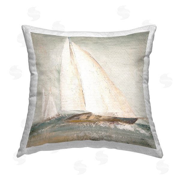 Stupell Industries Patricia Pinto | Vintage Splashing Sailboat Printed Throw Pillow