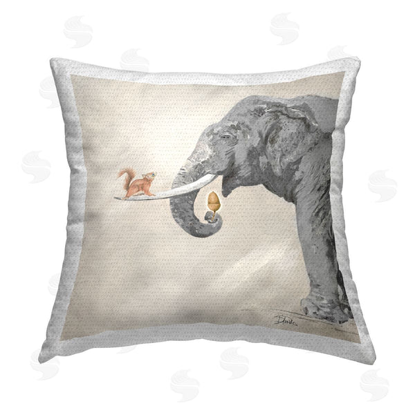 Stupell Industries Patricia Pinto | Wildlife Elephant & Squirrel Friends Printed Throw Pillow