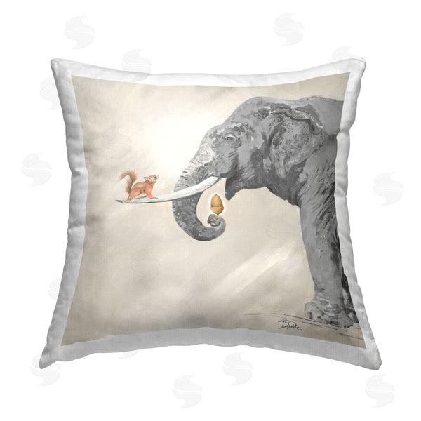 stupell industries Patricia Pinto | Wildlife Elephant & Squirrel Friends Printed Throw Pillow