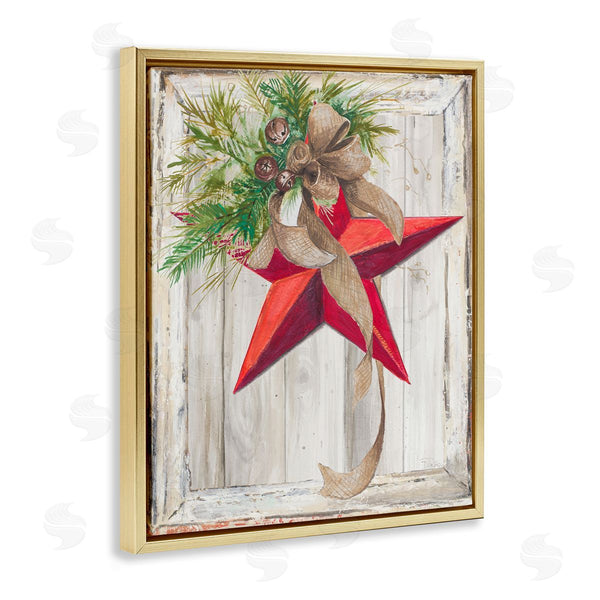 Stupell Industries Patricia Pinto | Winter Red Star Barn Wood