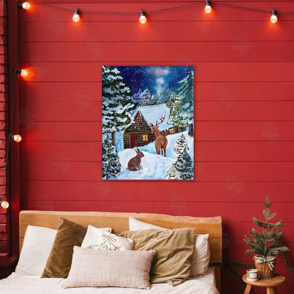 Stupell Industries Patricia Reynolds | Snowy Christmas Log Cottage