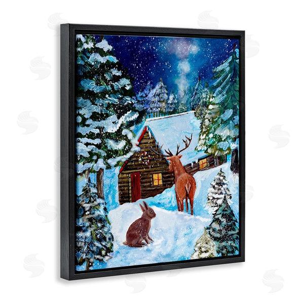 Stupell Industries Patricia Reynolds | Snowy Christmas Log Cottage