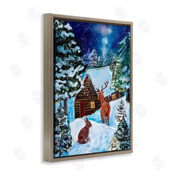 Stupell Industries Patricia Reynolds | Snowy Christmas Log Cottage