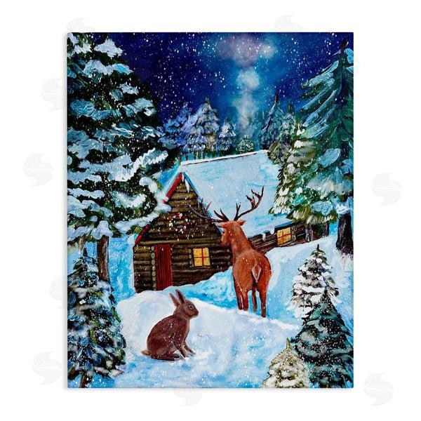stupell industries Patricia Reynolds | Snowy Christmas Log Cottage