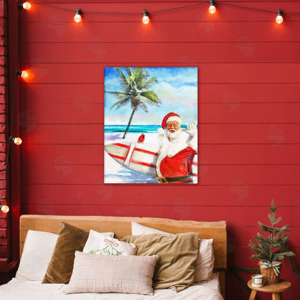 Stupell Industries Patrick Reid Obrien | Surfing Santa At Beach