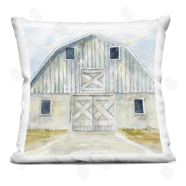 stupell industries Patti Bishop | Blue Gray Barn Throw Pillow