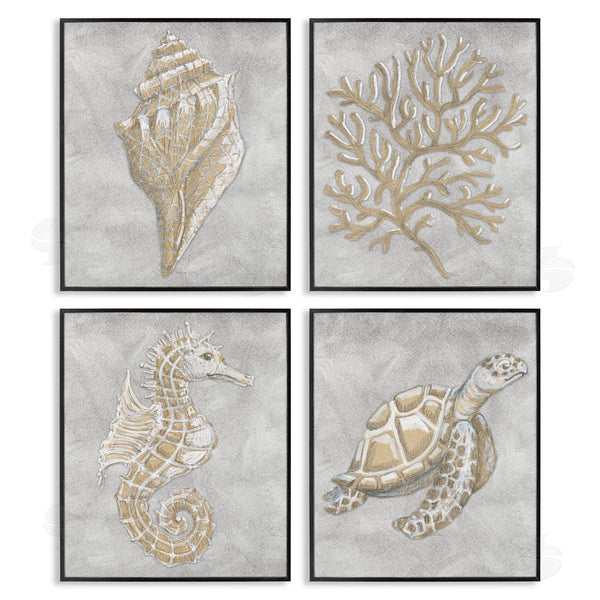 Stupell Industries Patti Bishop | Grey Sea Life Drawing Wall Art