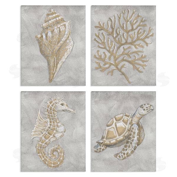 stupell industries Patti Bishop | Grey Sea Life Drawing Wall Art