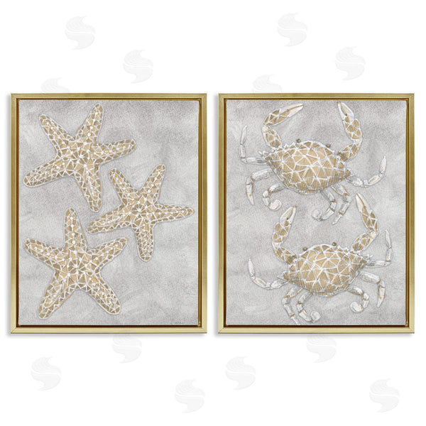 Stupell Industries Patti Bishop | Grey Starfish & Crab Drawing Wall Art