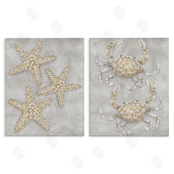 stupell industries Patti Bishop | Grey Starfish & Crab Drawing Wall Art