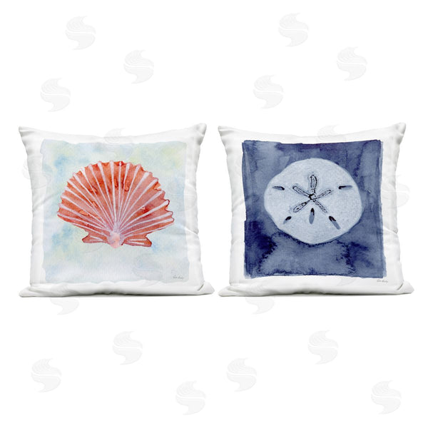 Stupell Industries Patti Bishop | Peach Scallop & White Sand Dollar Printed Throw Pillow Set